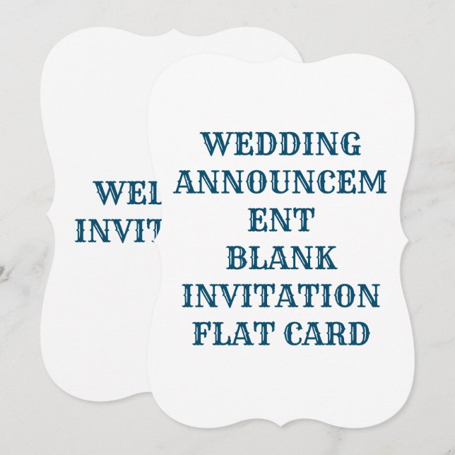 CARTE D'INVITATION DE MARIAGE PLATE ET BLANCHE (Devant / Derrière)