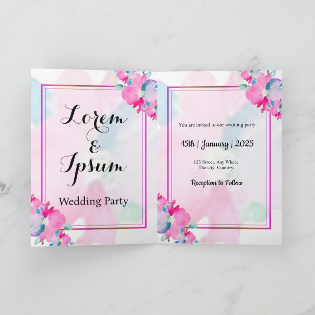 Carte d'invitation de mariage pliée carte de vacan (Intérieur)