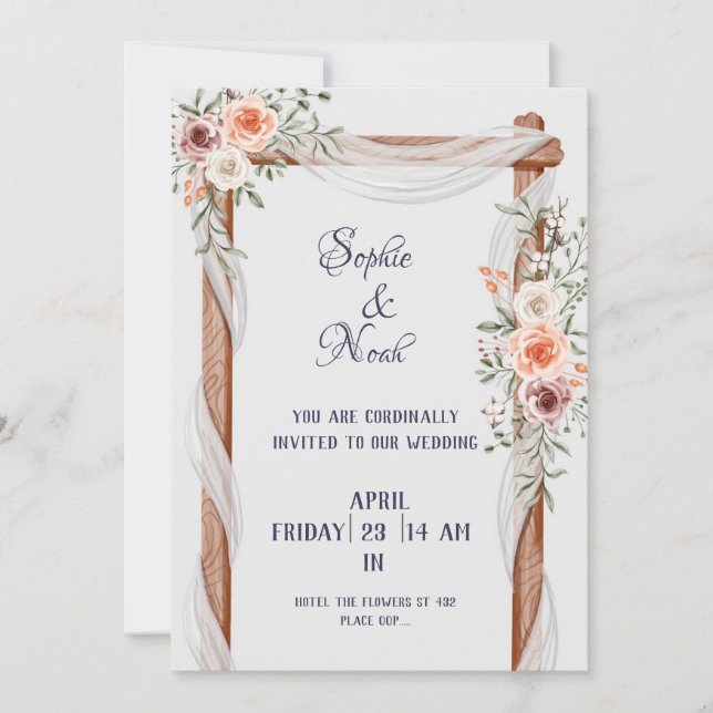 Carte d'invitation de mariage Porte de roses  (Devant)