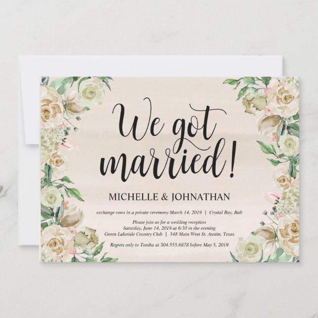 Carte d'invitation de mariage pour cérémonie intim (Devant)