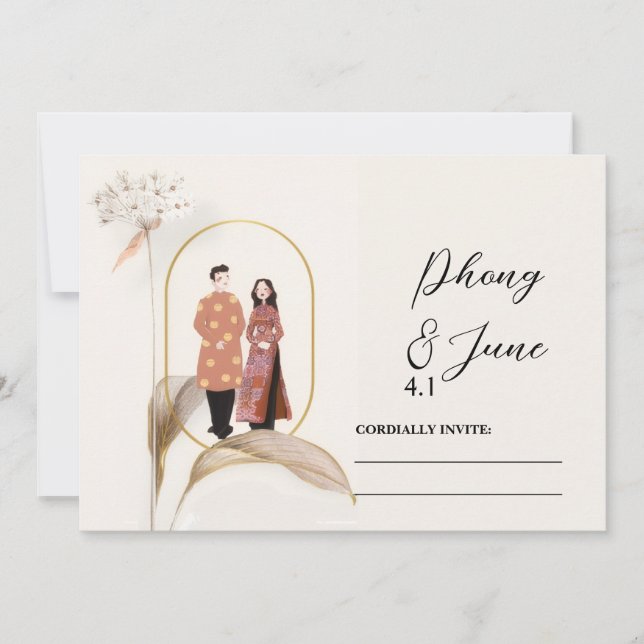 Carte d'invitation de mariage pour réserver la dat (Devant)