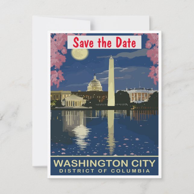 Carte d'invitation de mariage reflétant Washington (Devant)