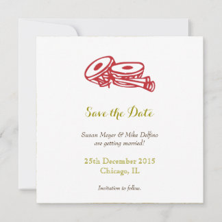 Carte d'invitation de mariage rouge et or pour rés