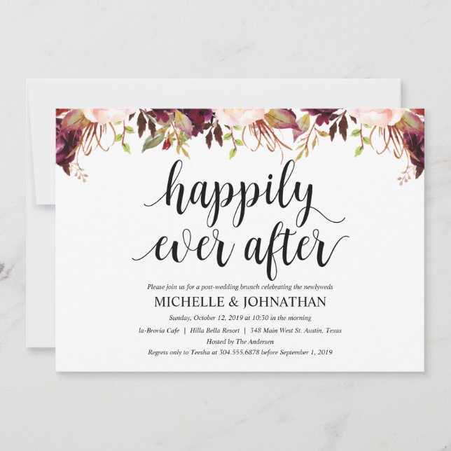 Carte d'invitation de mariage rustique burgundy (Devant)