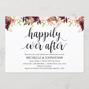 Carte d'invitation de mariage rustique burgundy