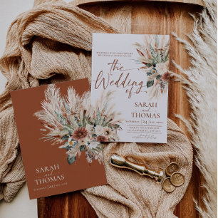 Carte d'invitation de mariage rustique d'automne T