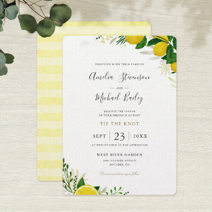 Carte d'invitation de mariage simple au citron à p