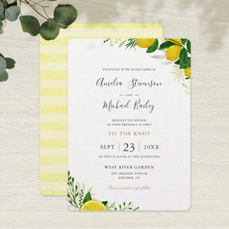 Carte d'invitation de mariage simple au citron à p