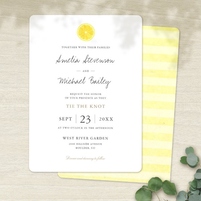 Carte d'invitation de mariage simple au citron à p (Créateur téléchargé)