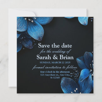 Carte d'invitation de mariage sombre avec fleurs b