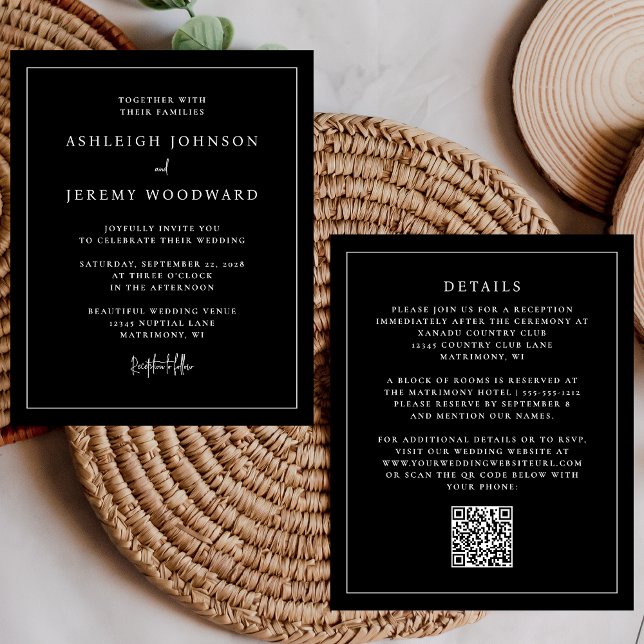 Carte d'invitation de mariage tout-en-un à code QR (Créateur téléchargé)