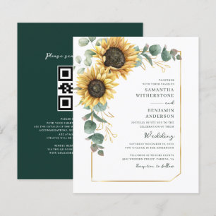Carte d'invitation de mariage tout-en-un avec code