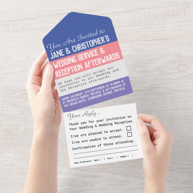 Carte d'invitation de mariage tout-en-un Jour J (Déchirure)