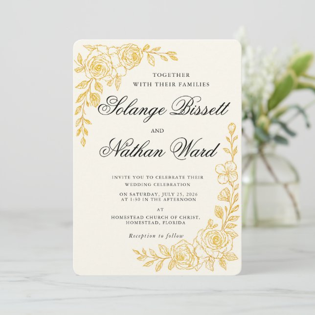 Carte d'invitation de mariage tout-en-un 'Langage  (Debout devant)