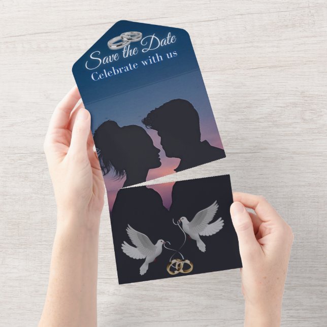 Carte d'invitation de mariage tout-en-un vierge (Déchirure)
