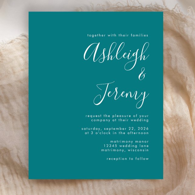 Carte d'invitation de mariage turquoise bleu à pet (Créateur téléchargé)