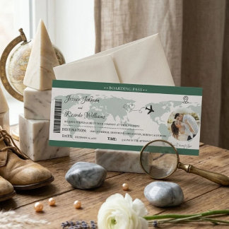 Carte d'invitation de mariage verte Billet de cart