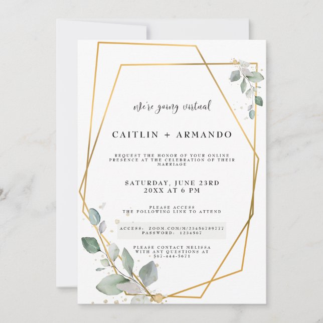 Carte d'invitation de mariage virtuelle géométriqu (Devant)