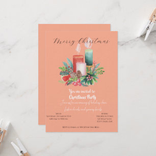 Carte d'invitation de Noël à la bougie aquarelle