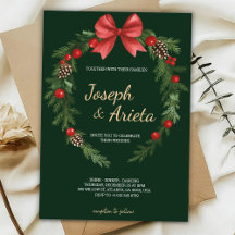 Carte d'invitation de Noël avec un motif de couron
