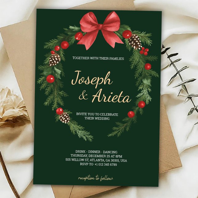Carte d'invitation de Noël avec un motif de couron (Créateur téléchargé)