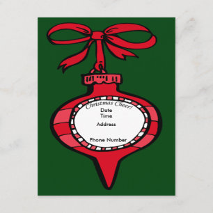 Carte d'invitation de Noël Cheer Red Ornament