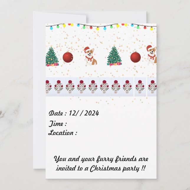 Carte d'invitation de Noël de chien 5 x 7 (Devant)