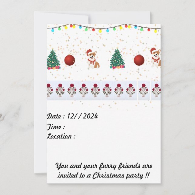 Carte d'invitation de Noël de chien 5 x 7 (Devant)