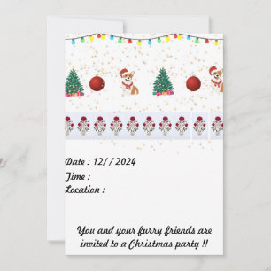 Carte d'invitation de Noël de chien 5 x 7