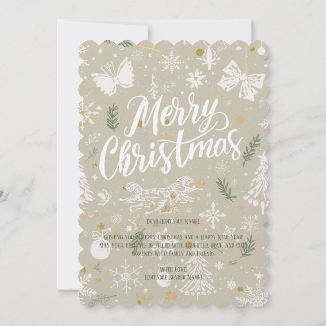 Carte d'invitation de Noël élégante sous la neige  (Dos)