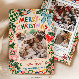 Carte d'invitation de Noël fantaisiste pour photo