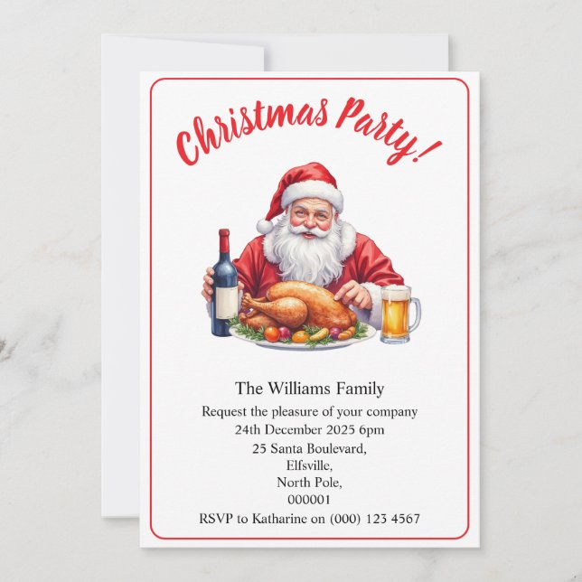 Carte d'invitation de Noël Père Noël Design Xmas (Devant)