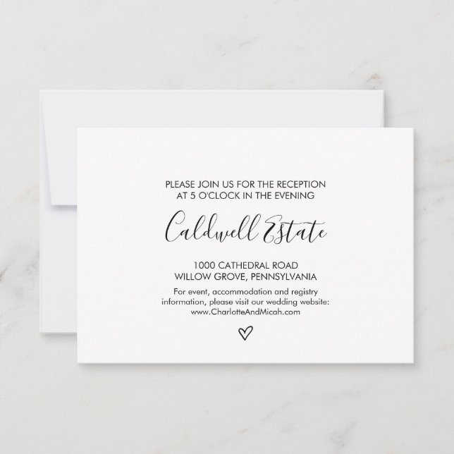 Carte d'invitation de réception de mariage à cœur  (Devant)