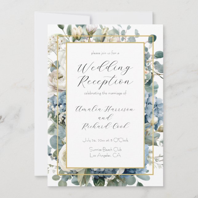 Carte d'invitation de réception de mariage à motif (Devant)