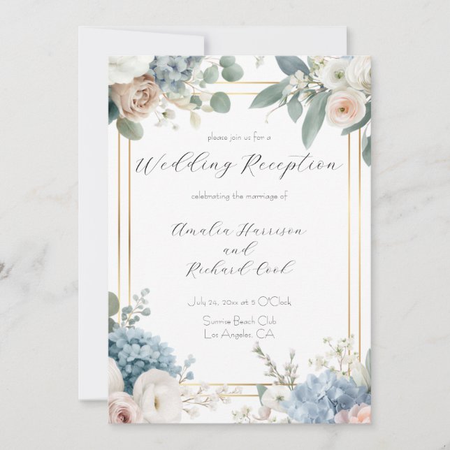 Carte d'invitation de réception de mariage à motif (Devant)