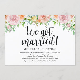 Carte d'invitation de réception de mariage en fuit