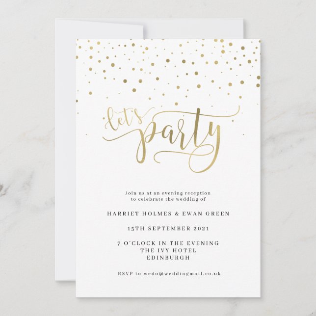 Carte d'invitation de réception de mariage soirée  (Devant)