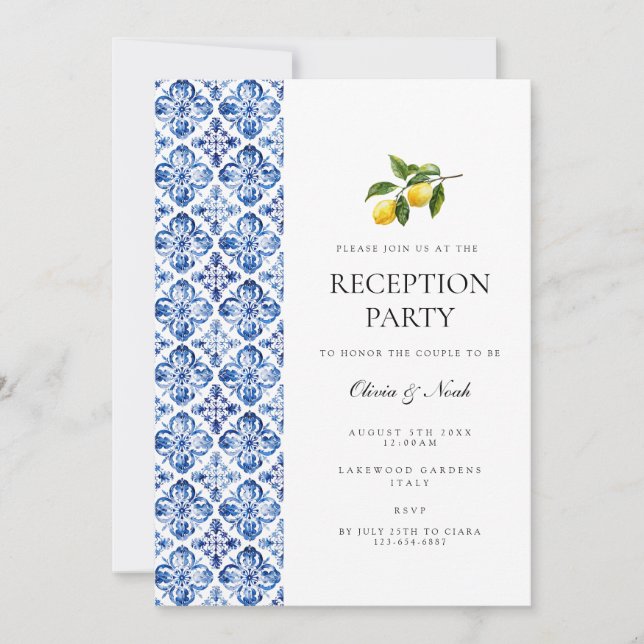 Carte d'invitation de réception en carrelage de ci (Devant)