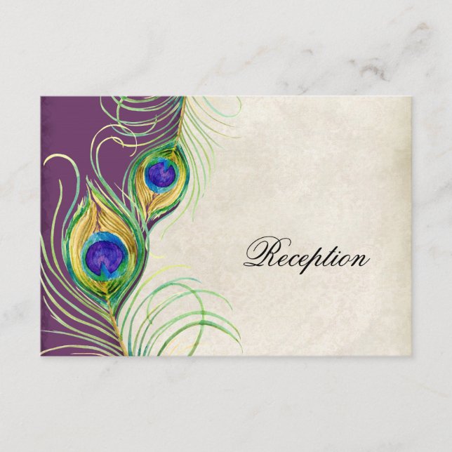 Carte d'invitation de réception Peacock Feathers (Devant)