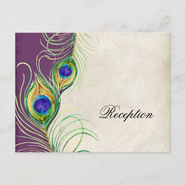 Carte d'invitation de réception Peacock Feathers (Devant)