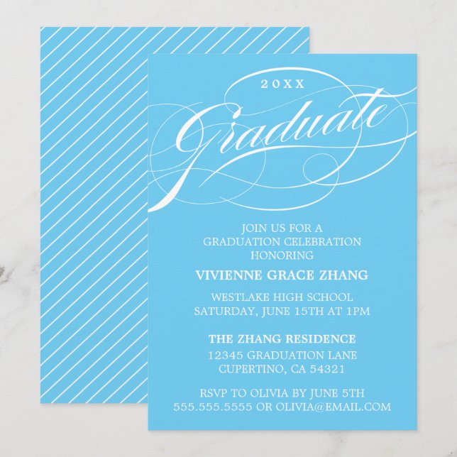 CARTE D'INVITATION DE REMISE DE DIPLÔME DE PARTIE  (Devant / Derrière)