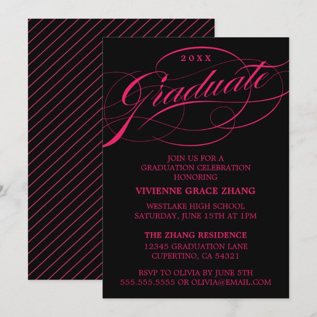 CARTE D'INVITATION DE REMISE DE DIPLÔME DE PARTIE  (Devant / Derrière)