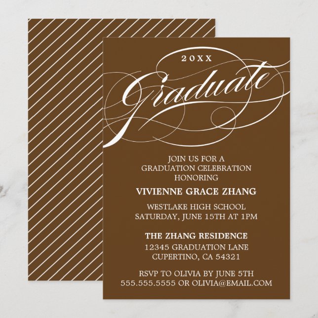 CARTE D'INVITATION DE REMISE DE DIPLÔME DE PARTIE  (Devant / Derrière)