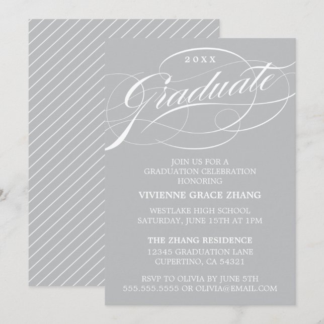 CARTE D'INVITATION DE REMISE DE DIPLÔME DE PARTIE  (Devant / Derrière)