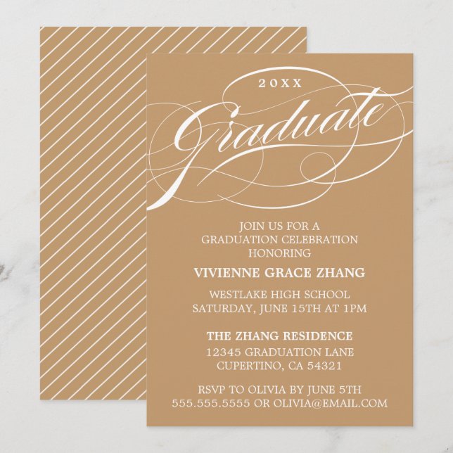 CARTE D'INVITATION DE REMISE DE DIPLÔME DE PARTIE  (Devant / Derrière)