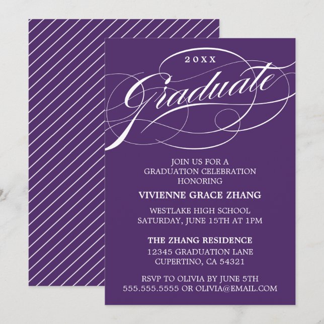CARTE D'INVITATION DE REMISE DE DIPLÔME DE PARTIE  (Devant / Derrière)