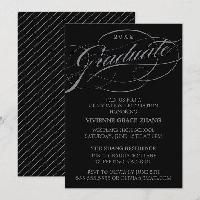 CARTE D'INVITATION DE REMISE DE DIPLÔME DE PARTIE  (Devant / Derrière)