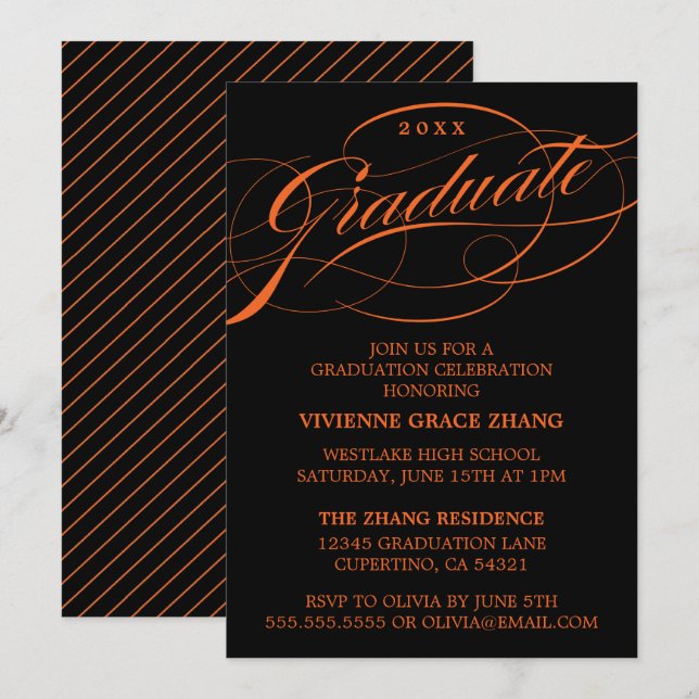 CARTE D'INVITATION DE REMISE DE DIPLÔME DE PARTIE  (Devant / Derrière)