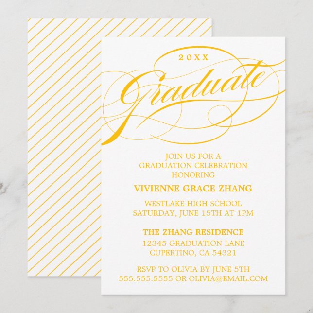 CARTE D'INVITATION DE REMISE DE DIPLÔME DE PARTIE  (Devant / Derrière)