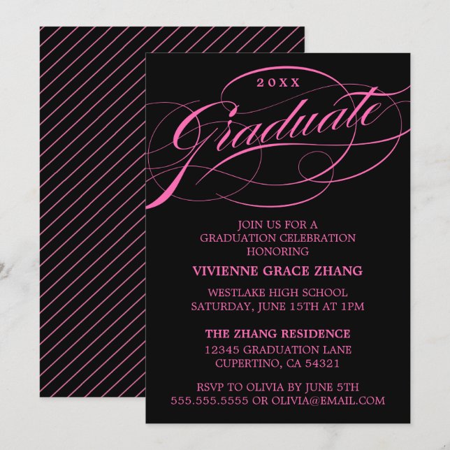 CARTE D'INVITATION DE REMISE DE DIPLÔME DE PARTIE  (Devant / Derrière)